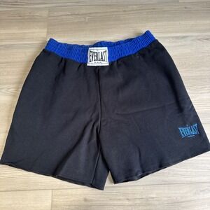 Vintage Everlast USA Men's Sweat Shorts Black Blue Cotton Gym Boxing XL Made USA